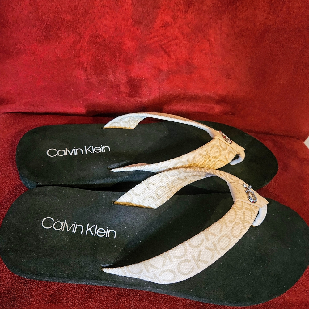Calvin Klein Women's Black and Cream Sandals